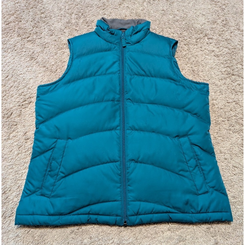 Lands End Puffer Vest Womens Sz S 6 8 Teal Blue Down‎ Insulated Quilted Full Zip
